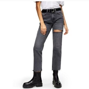 Topshop Straight Distressed Jeans